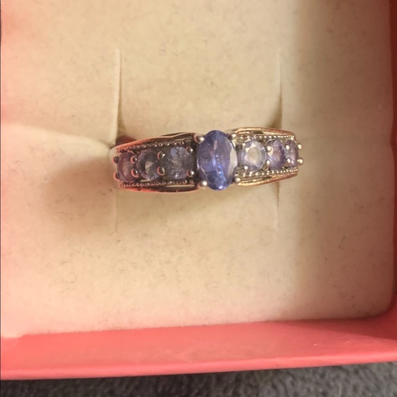 Genuine Tanzanite sterling silver ring 1 ctw - Picture 2 of 8